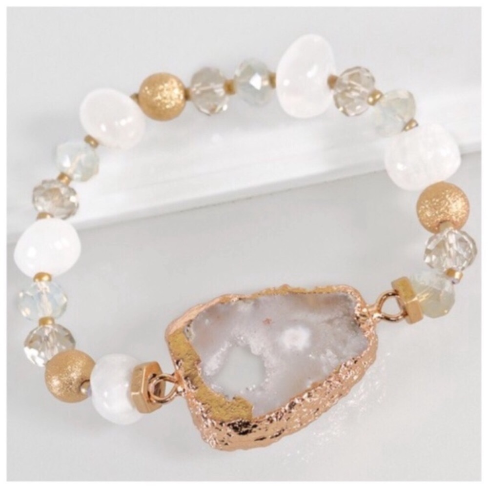 Electroplated Natural Raw Stone Bracelets NWT!